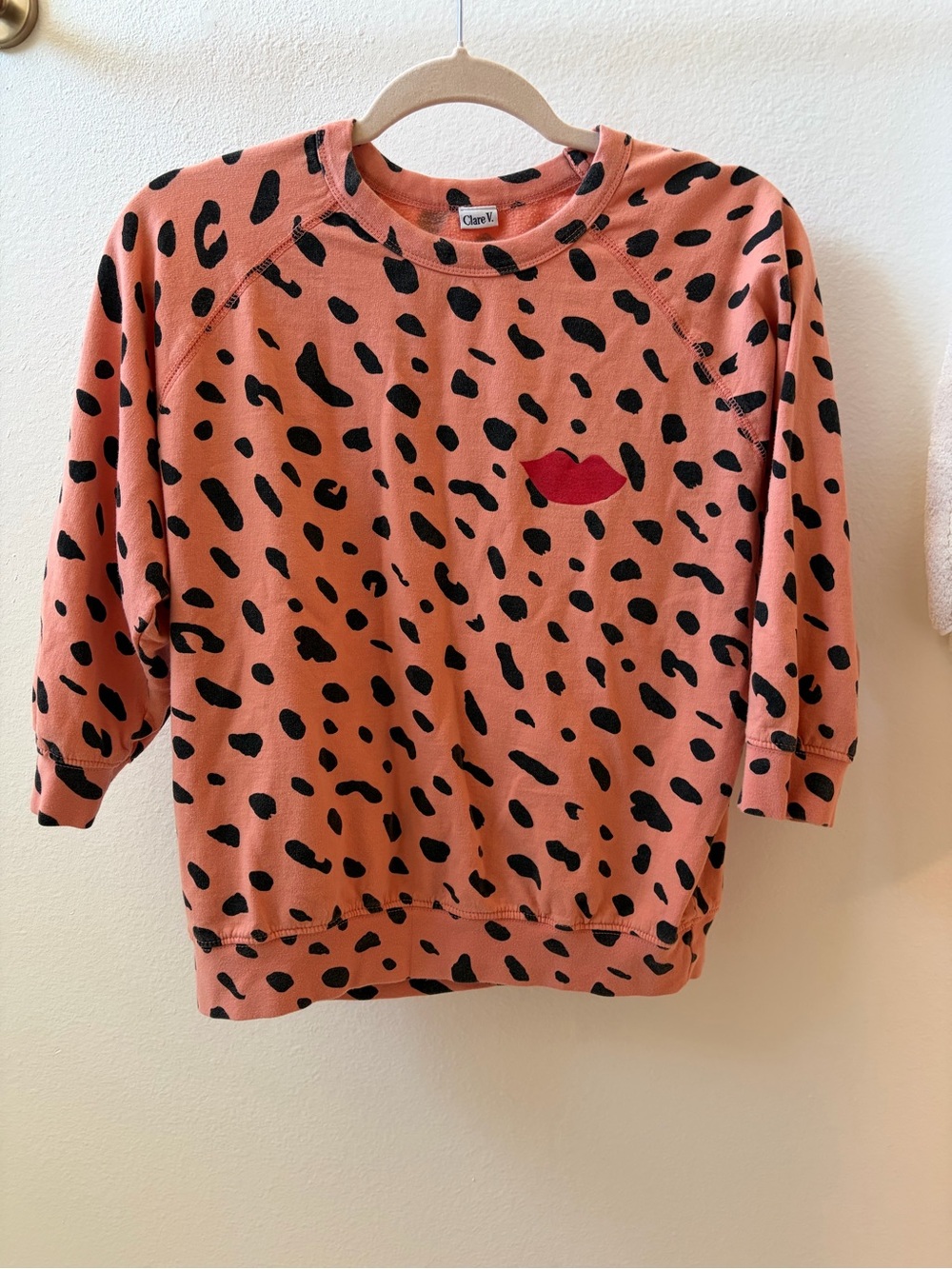 Cheri Pink Leopard-Print Pullover Sweatshirt with Lip Detail